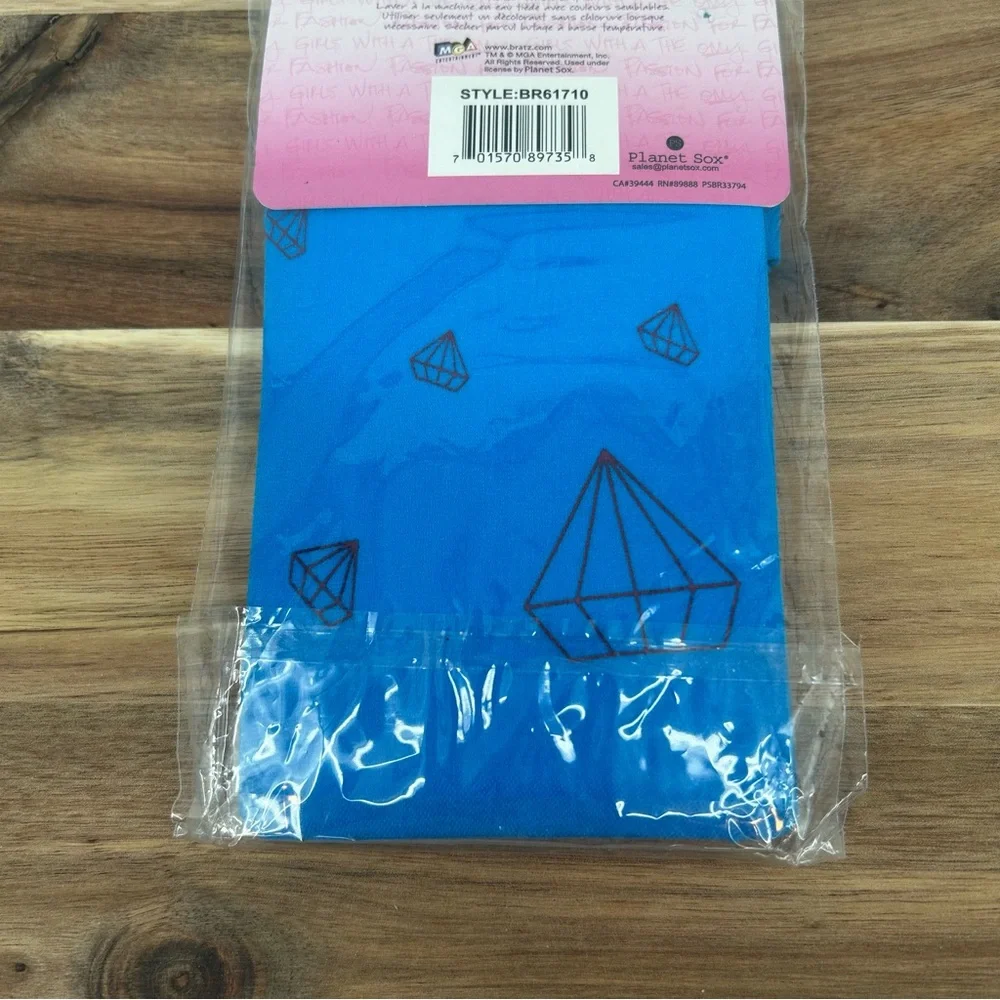 NIP Vtg Bratz Jade Blue Diamond Print Fashion Tights Girls Size 7-10